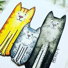 Load image into Gallery viewer, Three Cats Card - Original Artwork Card