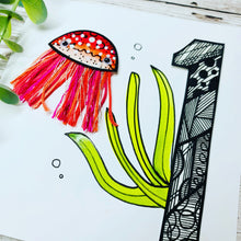 Load image into Gallery viewer, Number Age Jellyfish Birthday Card - Hand Drawn Artwork