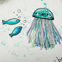 Load image into Gallery viewer, Have a Jelly Good Birthday - Turquoise Jellyfish - Original Artwork Card
