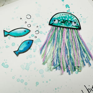 Have a Jelly Good Birthday - Turquoise Jellyfish - Original Artwork Card