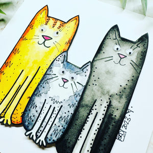 Three Cats Card - Original Artwork Card