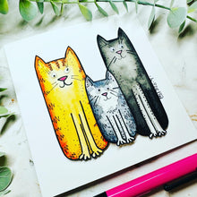 Load image into Gallery viewer, Three Cats Card - Original Artwork Card
