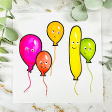 Load image into Gallery viewer, Five Happy Balloons card - Original Artwork card
