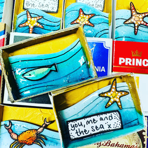 Ocean and Tiny Fish Artwork - Matchbox Message