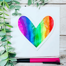 Load image into Gallery viewer, Rainbow Heart Handmade Card
