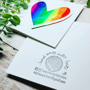 Rainbow Heart Handmade Card