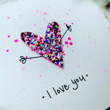 Load image into Gallery viewer, I Love You Glitter Heart card - Pink
