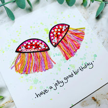 Load image into Gallery viewer, Have a Jelly Good Birthday - Orange Jellyfish - Original Artwork card
