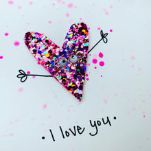 Load image into Gallery viewer, I Love You Glitter Heart card - Pink
