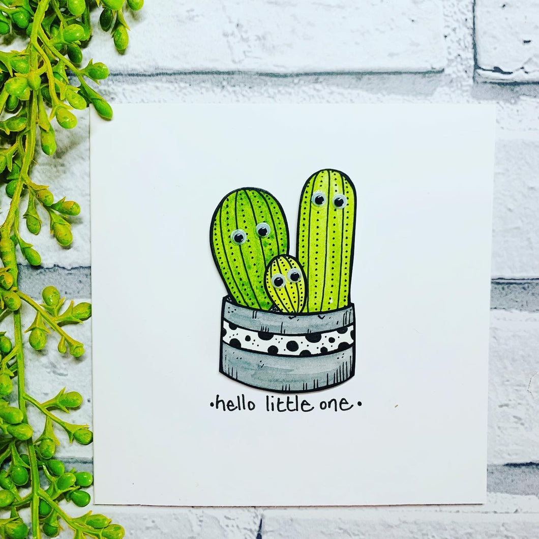 Hello Little One - Family of Cacti New Baby Card