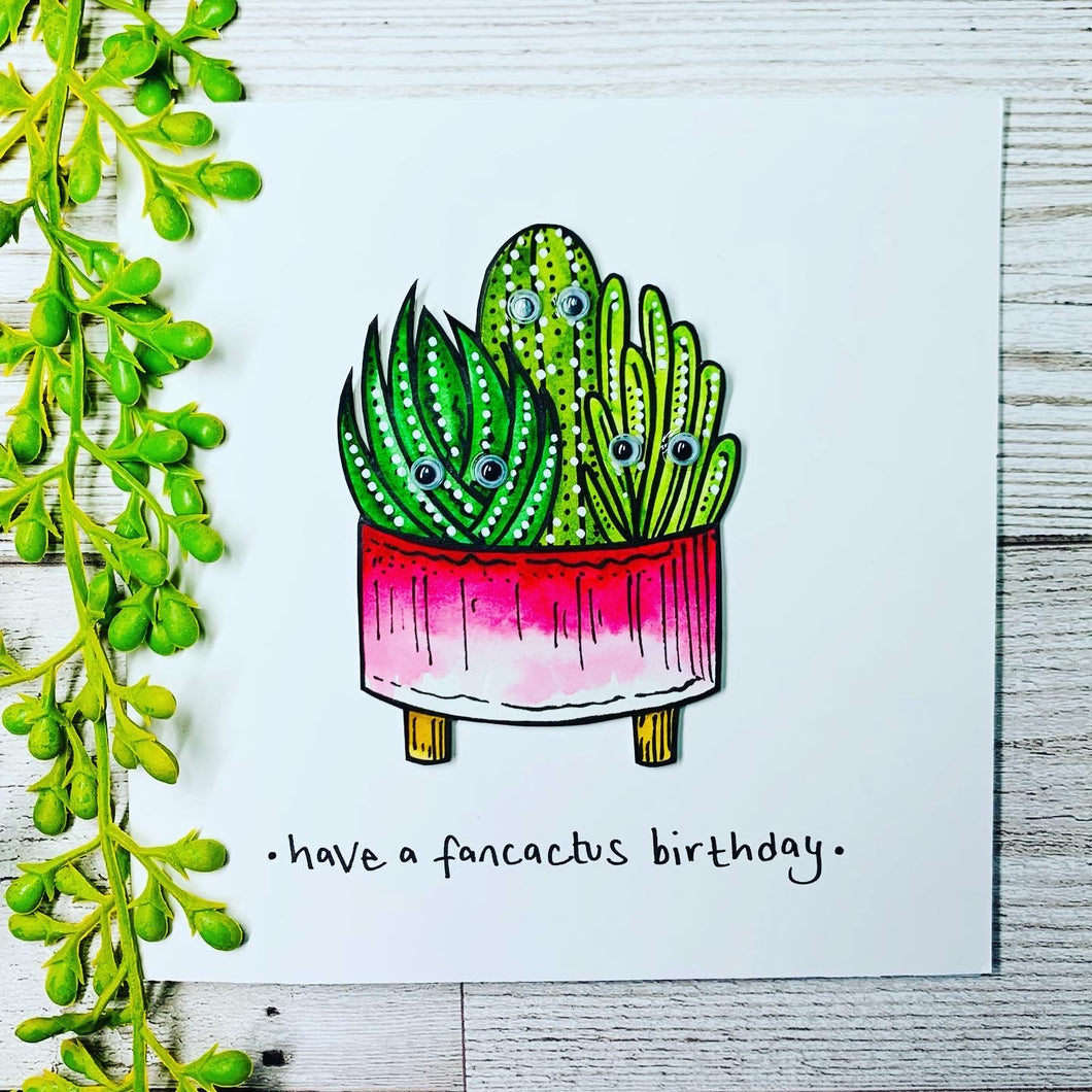 Have a Fancactus Birthday - Cactus Birthday Card - Pink Pot