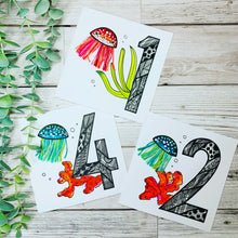 Load image into Gallery viewer, Number Age Jellyfish Birthday Card - Hand Drawn Artwork
