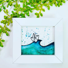 Load image into Gallery viewer, Miniature Ocean Wave and Boat Watercolour Artwork
